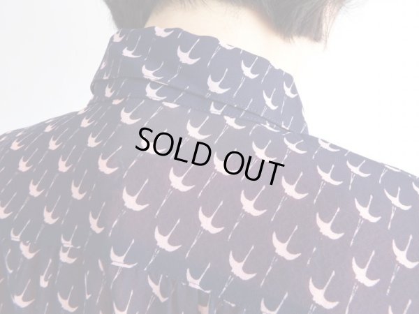 画像4: ★未使用鳥さん柄のレトロブラウスK