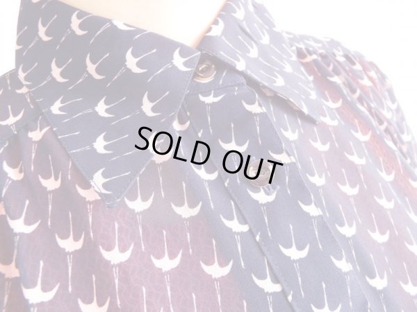 画像5: ★未使用鳥さん柄のレトロブラウスK