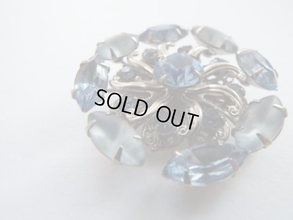 画像3: アイスブルーマーキスラインストーンのブローチ