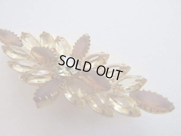 画像6: レモンイエローマーキスラインストーンブローチ