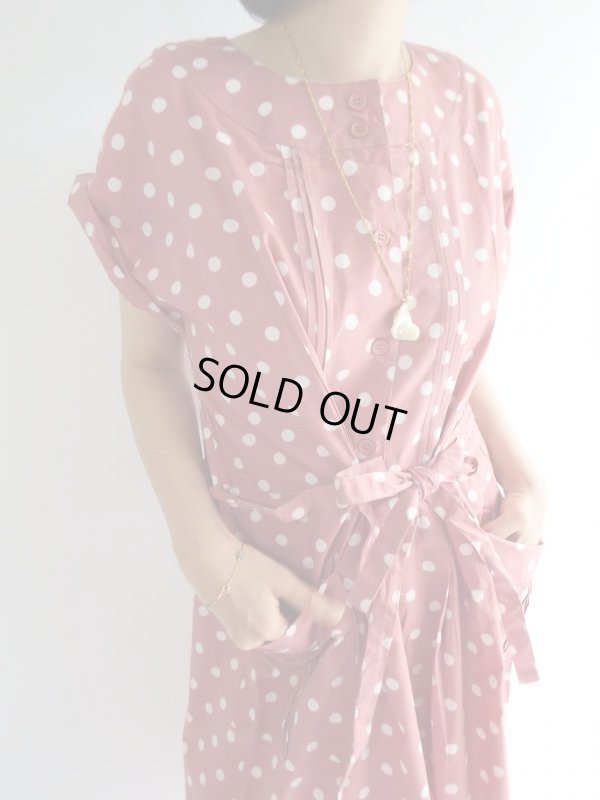 画像6: ★ピンク×白水玉コットンワンピ