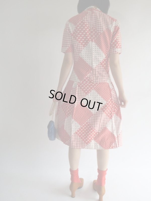 画像6: ★お仕立て品*赤×白幾何学モダンワンピ
