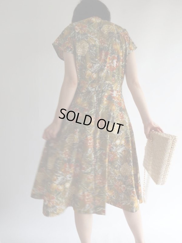 画像4: ★未使用*パイナップルや木の実、お花柄コットンワンピ