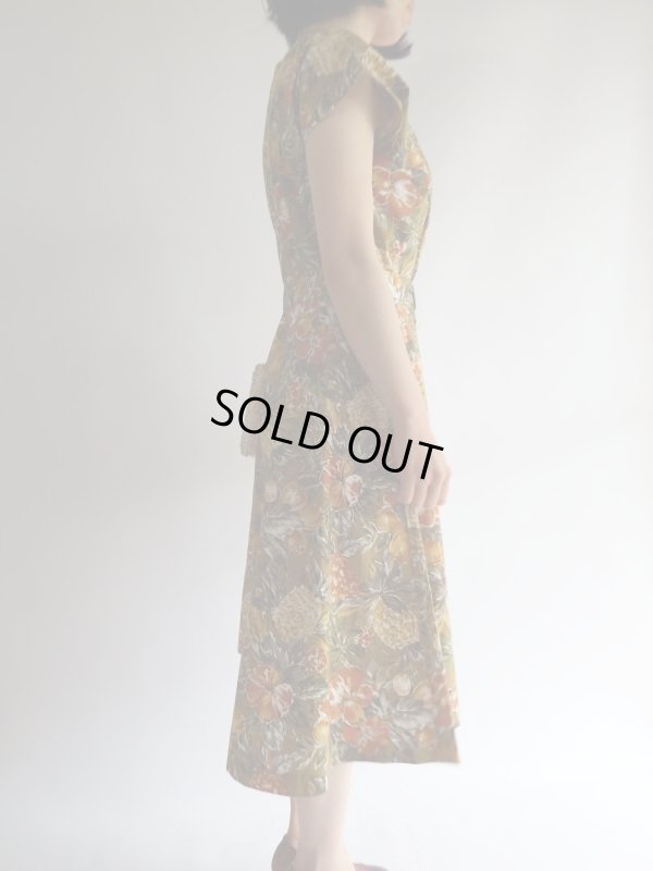 画像3: ★未使用*パイナップルや木の実、お花柄コットンワンピ