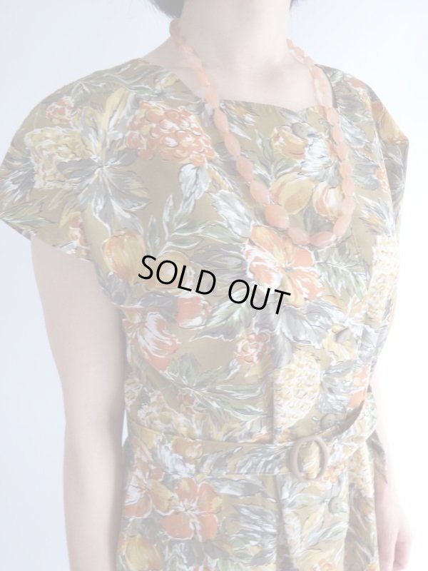 画像5: ★未使用*パイナップルや木の実、お花柄コットンワンピ