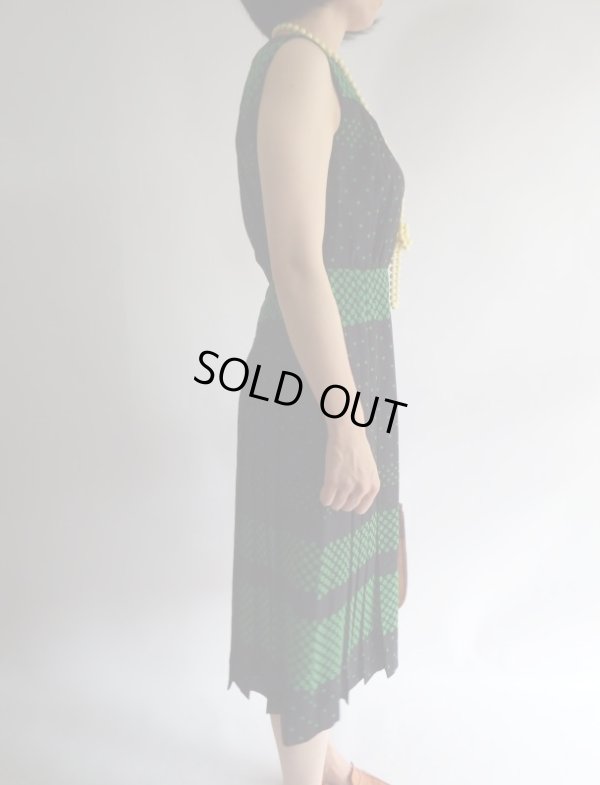 画像3: ★レナウン*黒地に緑の水玉ちゃんワンピ