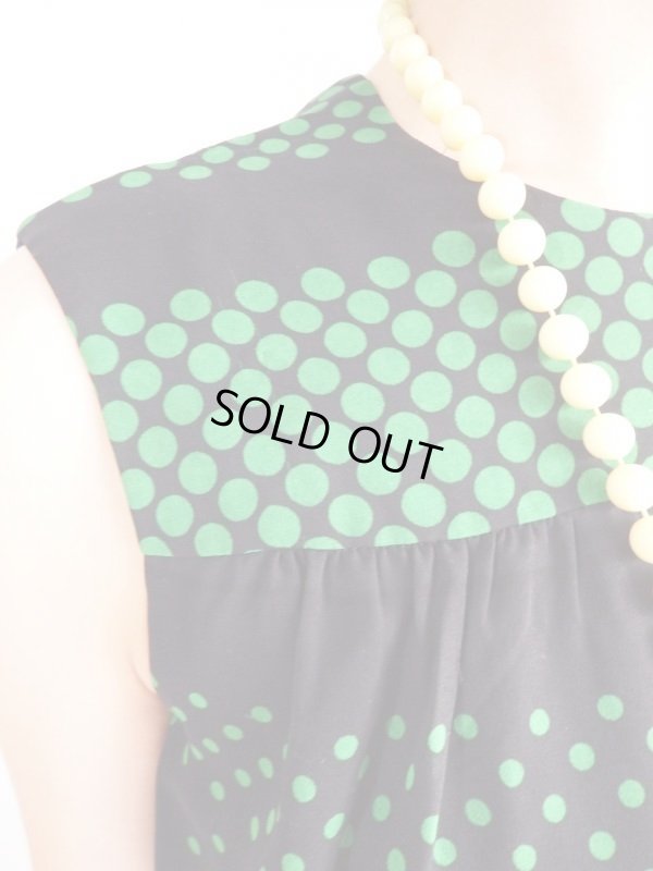 画像5: ★レナウン*黒地に緑の水玉ちゃんワンピ