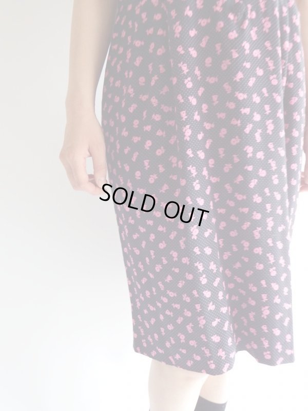 画像9: ★Italy製*紺地にドットと花柄のシルクワンピ