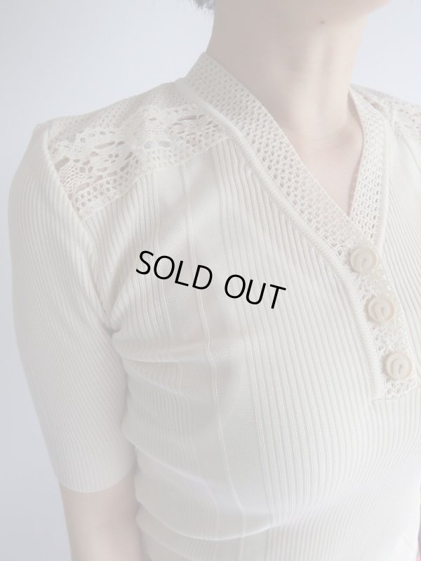 画像4: ★未使用*大人かわいいレース切り替えサマーニット