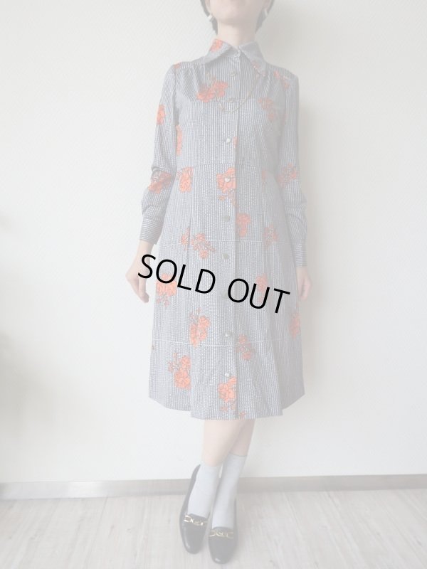 画像3: ★レトロなお花&ロープ柄のワンピ
