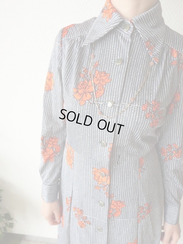 画像6: ★レトロなお花&ロープ柄のワンピ