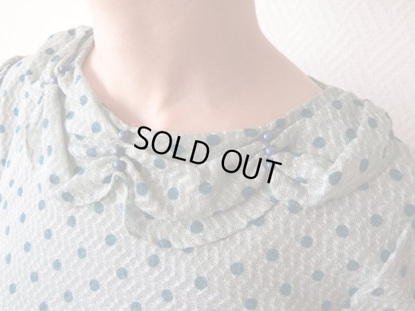 画像6: ★襟元フェイクパールビーズ細工の水玉ワンピ