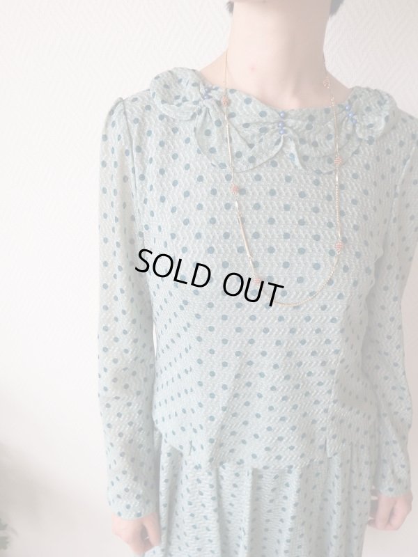 画像5: ★襟元フェイクパールビーズ細工の水玉ワンピ