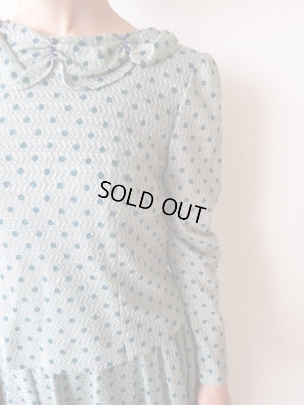 画像9: ★襟元フェイクパールビーズ細工の水玉ワンピ