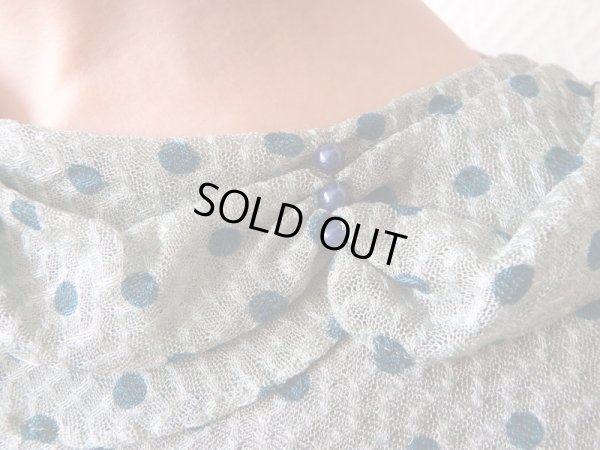 画像7: ★襟元フェイクパールビーズ細工の水玉ワンピ