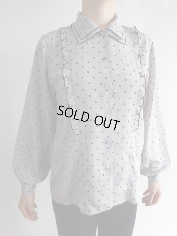 画像3: 二重襟の黒ドットフリルブラウス