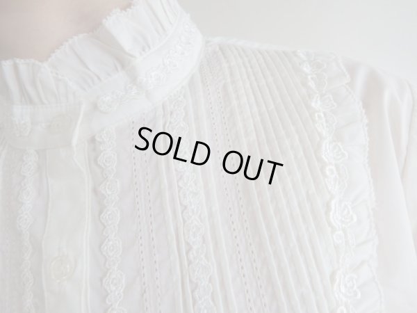 画像4: 未使用★お花レースのスタンドカラーブラウス【送料無料】