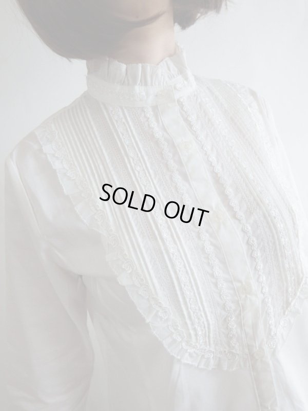 画像7: 未使用★お花レースのスタンドカラーブラウス【送料無料】