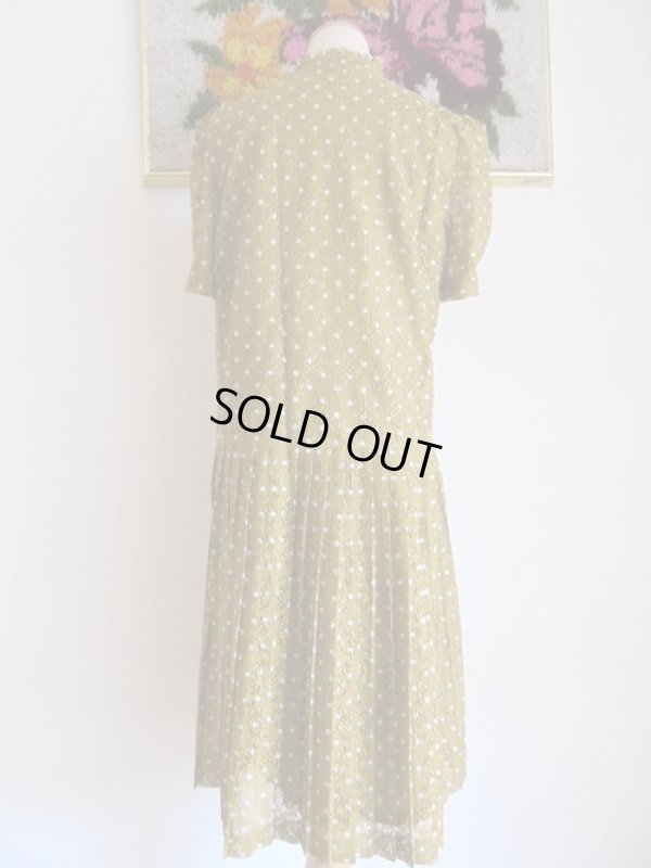 画像9: お花のレース生地*山吹色の水玉ワンピ