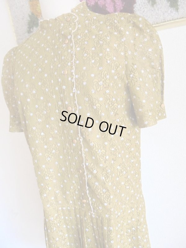 画像4: お花のレース生地*山吹色の水玉ワンピ