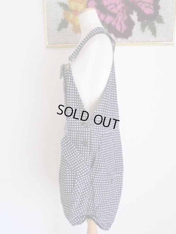 画像5: 濃紺×白水玉のレトロなサロペット