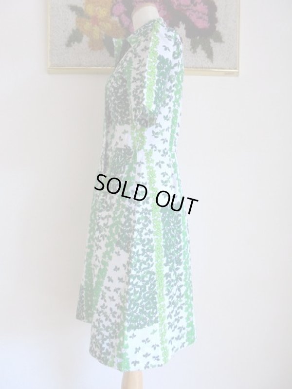 画像6: 白地に緑の葉っぱ柄ワンピ