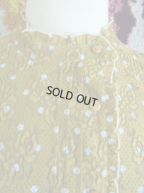 画像3: お花のレース生地*山吹色の水玉ワンピ