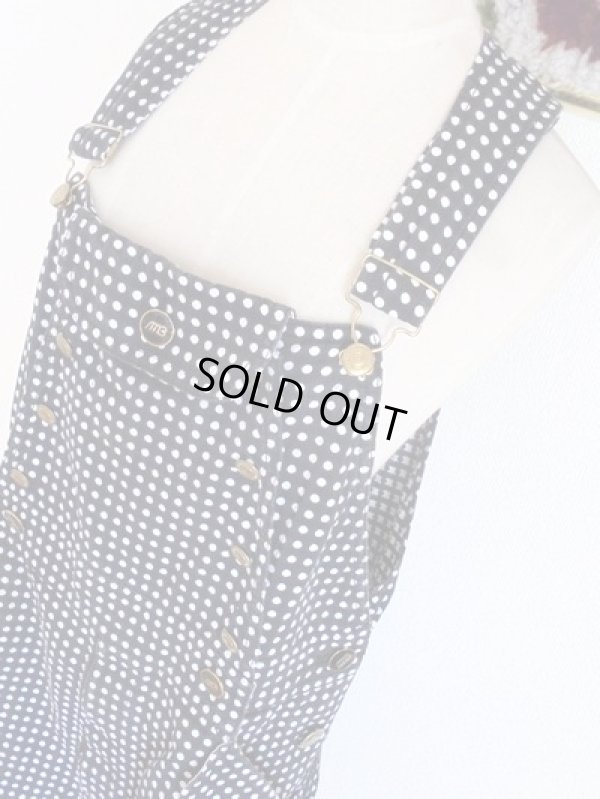 画像4: 濃紺×白水玉のレトロなサロペット