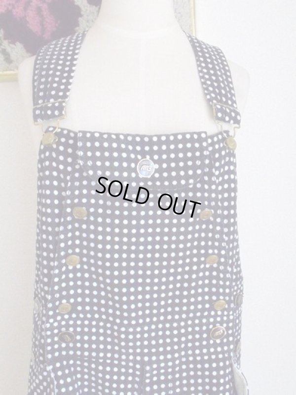 画像8: 濃紺×白水玉のレトロなサロペット