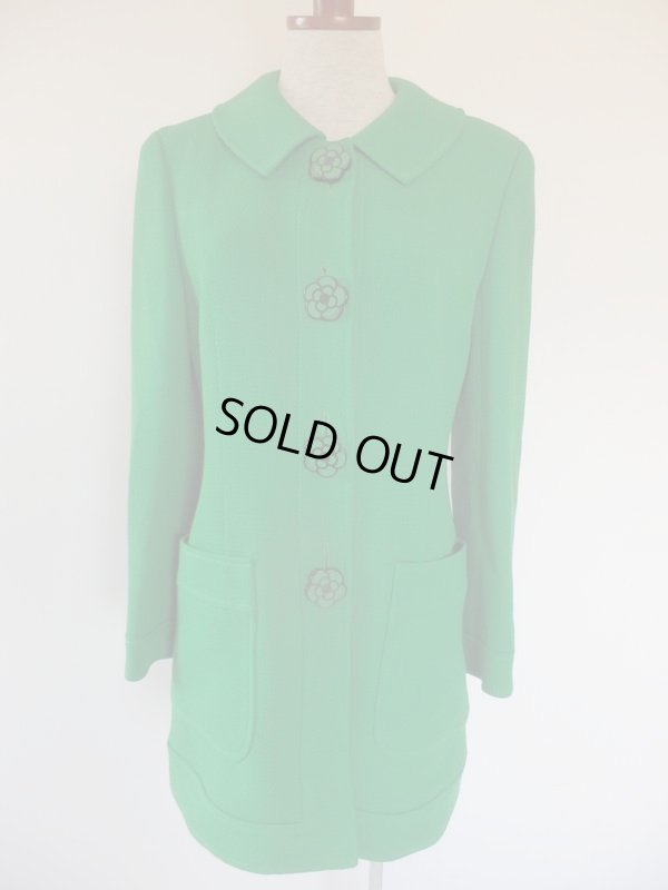 画像9: クレイサス*グリーン色お花ボタンのコート＆ワンピセット