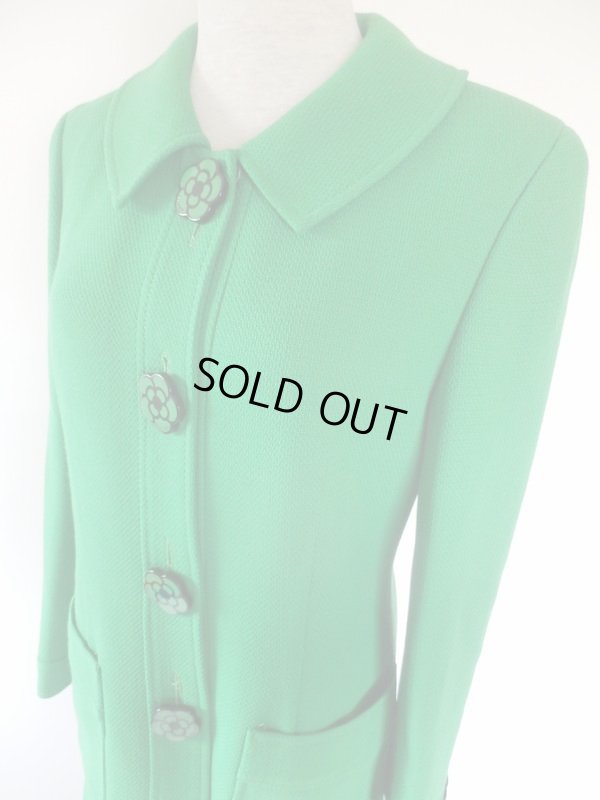 画像10: クレイサス*グリーン色お花ボタンのコート＆ワンピセット