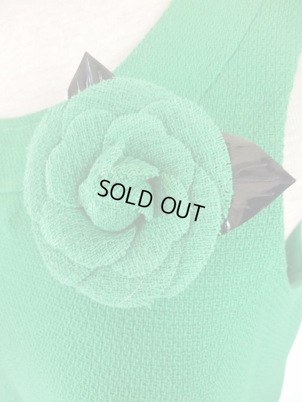 画像6: クレイサス*グリーン色お花ボタンのコート＆ワンピセット