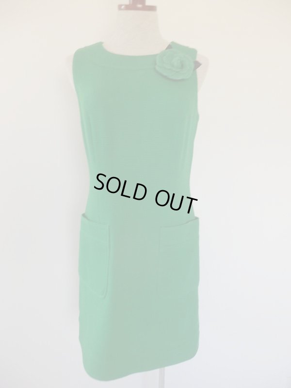 画像3: クレイサス*グリーン色お花ボタンのコート＆ワンピセット