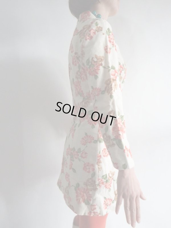 画像5: 白地にオレンジ花柄のハイネックワンピ【送料無料】