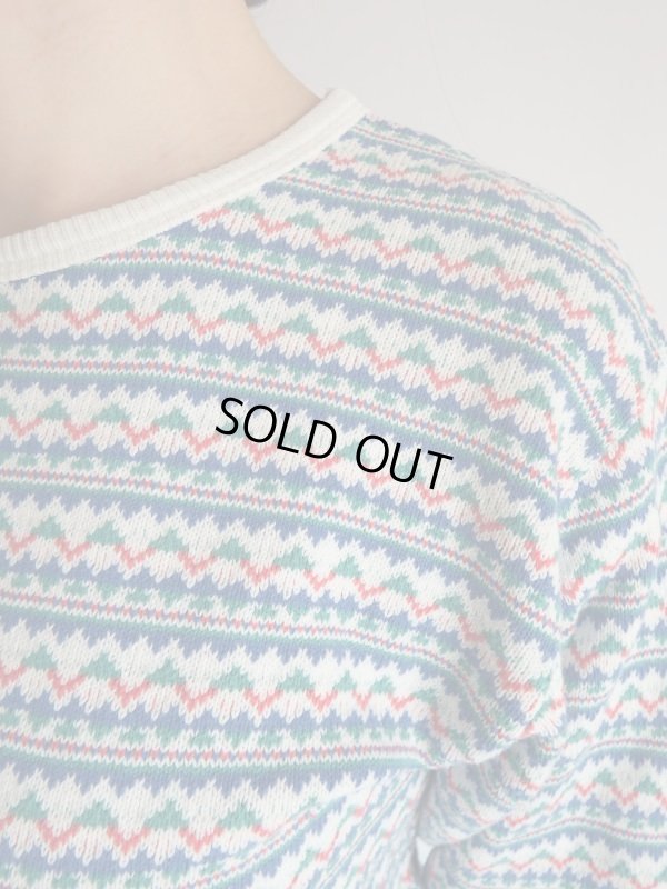 画像7: レトロボーダー柄のコットンニット