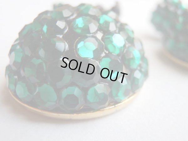 画像4: 未使用★USA*キラキラグリーンのドーム型イヤリング