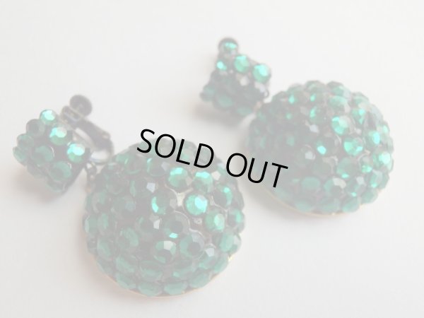 画像3: 未使用★USA*キラキラグリーンのドーム型イヤリング