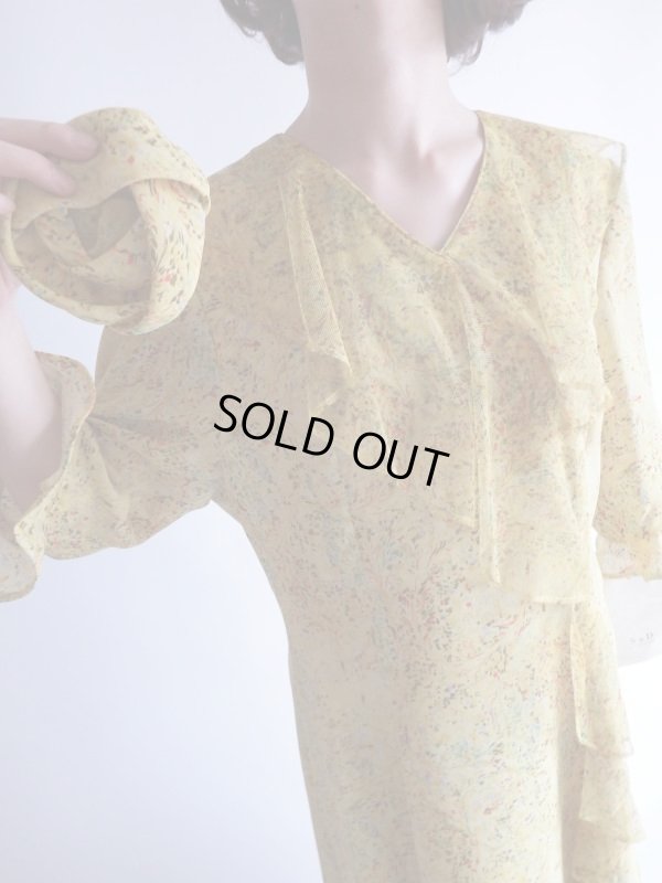 画像10: 未使用*大人イエローのフリル付きロング丈ワンピ【送料無料】