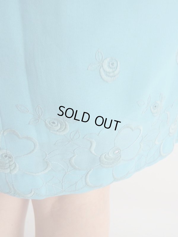 画像7: お仕立て品*お花刺繍のキレイな水色ワンピ【送料無料】