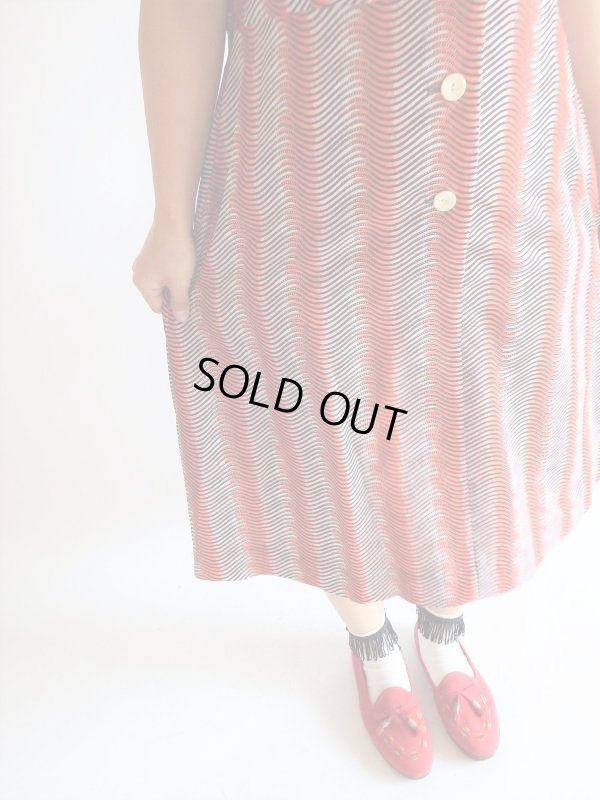 画像8: Dead stock*１３号sizeレトロな変形ボーダーワンピース