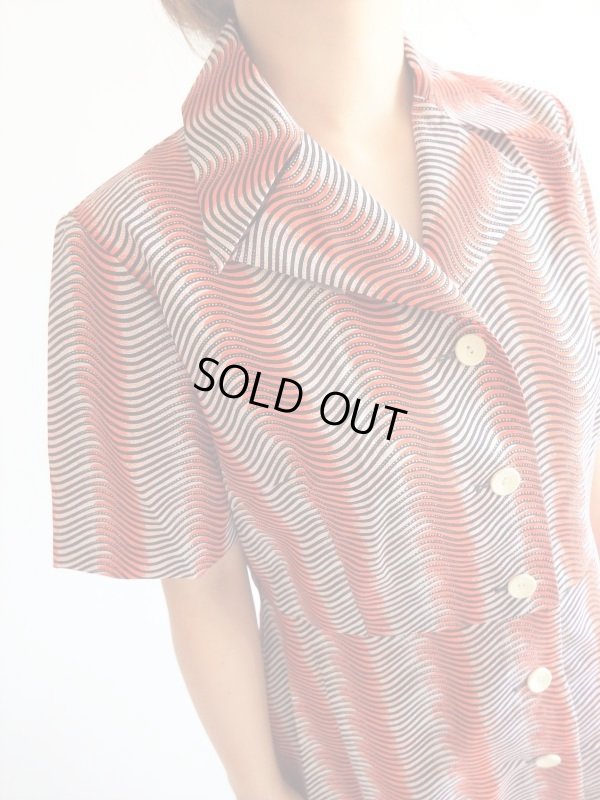 画像6: Dead stock*１３号sizeレトロな変形ボーダーワンピース