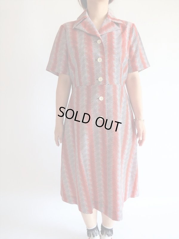 画像3: Dead stock*１３号sizeレトロな変形ボーダーワンピース