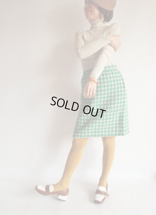 画像4: Houndstooth Check Skirt/Emerald Green