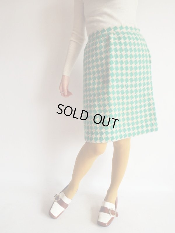 画像3: Houndstooth Check Skirt/Emerald Green