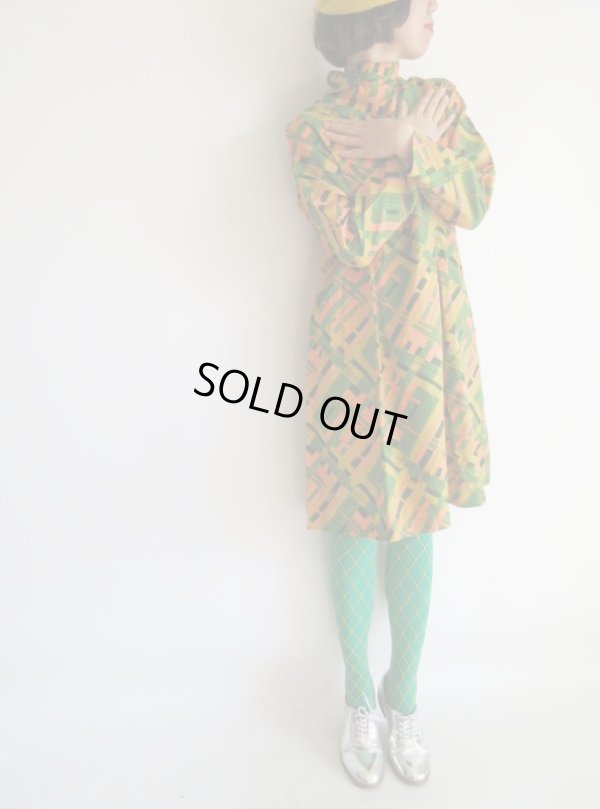 画像3: グリーン系ペイントチェック柄ワンピ【送料無料】