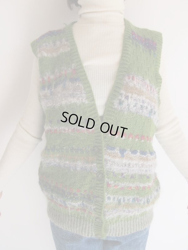 画像4: グリーンティー色のミックス糸ニットベスト
