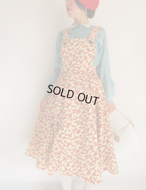 画像3: 夢見る花柄ベロア系エプロンワンピース