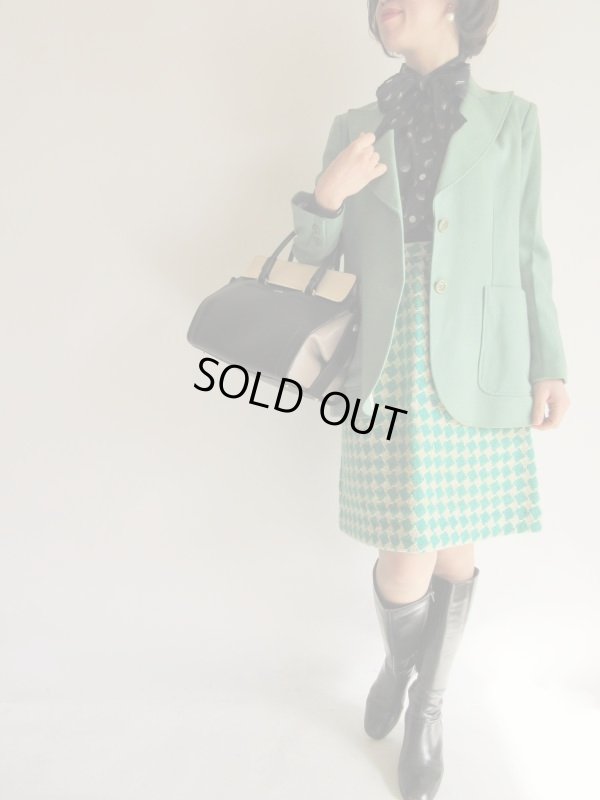 画像2: Houndstooth Check Skirt/Emerald Green