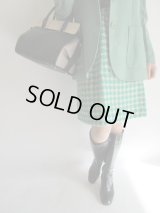 Houndstooth Check Skirt/Emerald Green