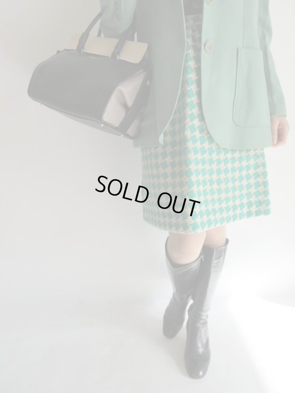 画像1: Houndstooth Check Skirt/Emerald Green